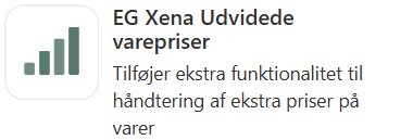Udvidede varepriser appen i Xena