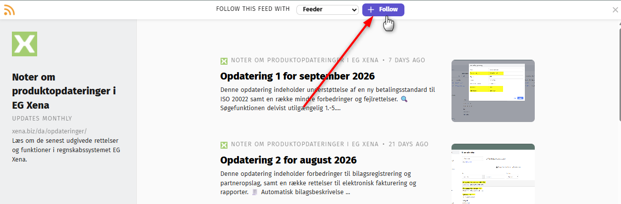 RSS Reader Follow i Xena