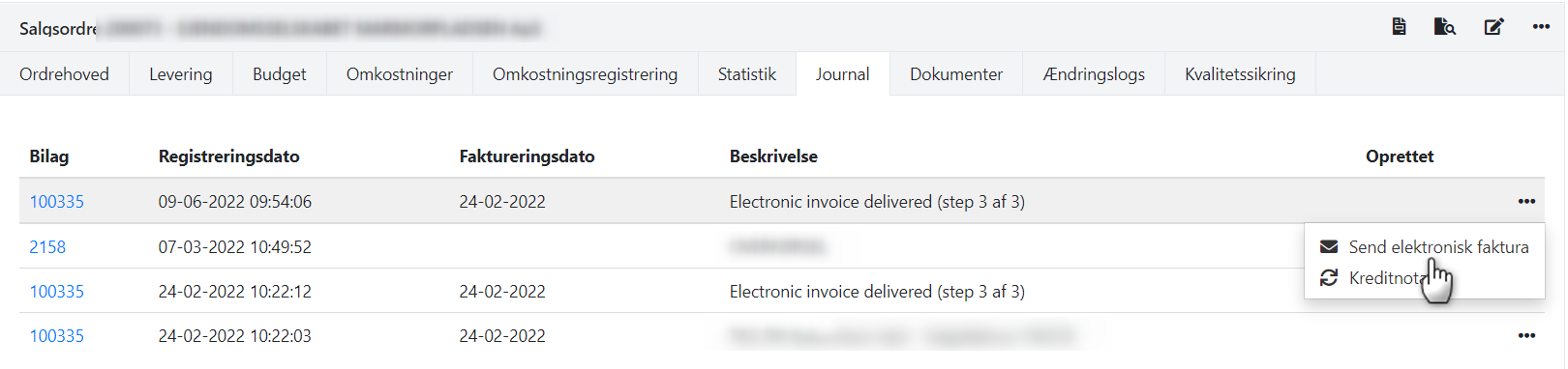 Gensend elektronisk faktura